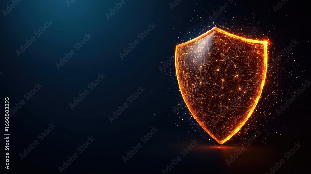 Aufkleber globe cybersecurity and protection globe with glowing shield and network connections, dark backgroun