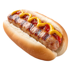Hot dog with mustard and ketchup on a bun