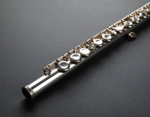 Fototapeta premium Silver flute on dark background (1)