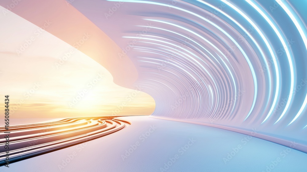Aufkleber train technology and innovation futuristic hyperloop station with holographic displays and advanced 