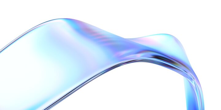 Abstract design, wavy holographic shape, 3d render