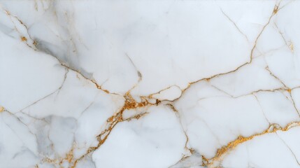 Elegant white marble texture with natural golden brown veins creating intricate patterns,