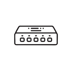 Obraz premium A black and white line drawing of a network hub.