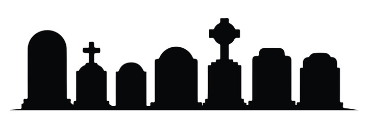 graveyard, cemetery, gravestones, tombstones, crosses, gothic architecture, spooky, ominous, atmospheric, dark, moody