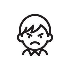 Fototapeta premium A simple outline of an angry boy's face.