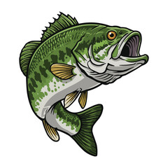 Jumping Largemouth Bass with Open Mouth