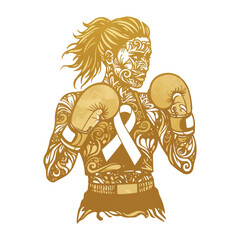 Boxer with Awareness Ribbon Silhouette