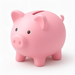 Obraz premium 3D Pastel Pink Piggy Bank Icon, Smooth Render, Isolated on White Background 