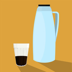 copo americano com caf&eacute; e garrafa t&eacute;rmica