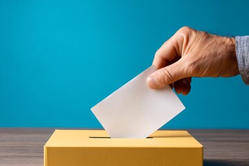 clasp placing civic ticket into poll case election theme
