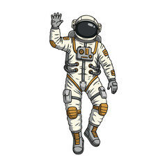 Astronaut waving in space illustration