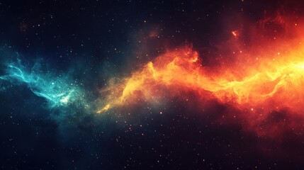 Fototapeta premium Abstract cosmic nebulae, vibrant colors of fiery and icy celestial clouds in deep space.