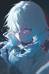 Stylized Anime Girl Profile with Dramatic Lighting – Digital Art
