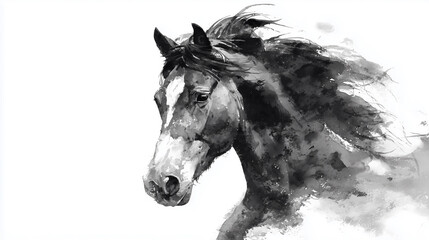 Obraz premium 馬の水彩イラスト