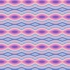 Pastel abstract pattern with waves of pink, purple, and blue diamond shapes, seamless geometric texture perfect for abstract, pastel, seamless, and decorative art.