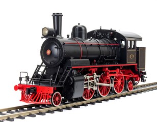 Fototapeta premium Detailed Model Vintage Steam Locomotive on Tracks.