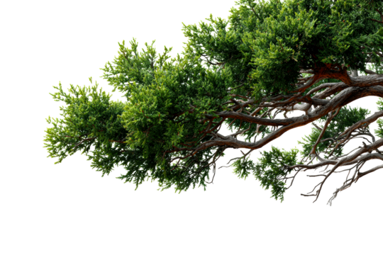 Green tree branches on transparent bg