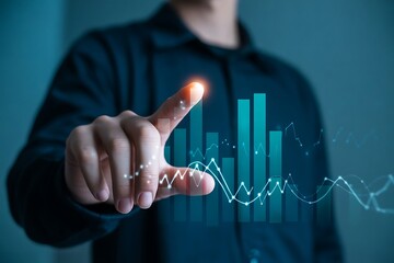 Unlock financial success by analyzing dynamic market trends and business growth with futuristic data visualization.