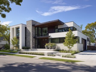 Contemporary Residential Architecture with Clean Lines and Neutral Tones in Daylight