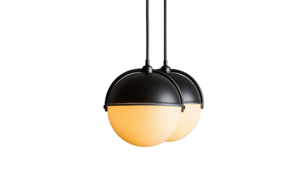Pendant lights with elegant sphere shades hanging beautifully to create modern interior ambiance, PNG, isolated on transparent background.