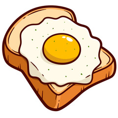 Bread with egg cartoon illustration