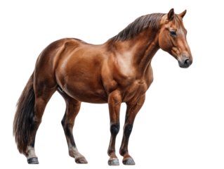 Beautiful Chestnut Horse Standing Against White Background Vector Illustration for Equestrian Designs and Animal Themes