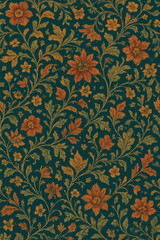 Vintage Seamless Floral Pattern with Elegant Botanical Flowers and Ornamental Leaves for Textile, Wallpaper, and Fabric Design