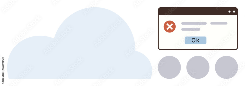 Poster cloud with a notification popup featuring an error message, red cross icon, and ok button. ideal for