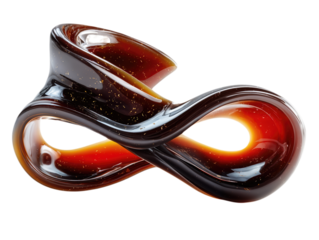 3D Abstract Glossy Infinity Symbol with Gold Flakes Isolated on White Background