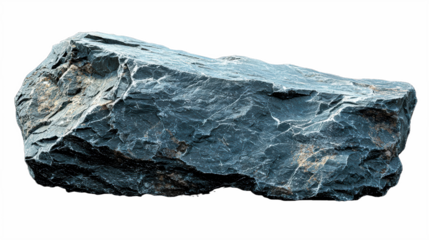 Dark greyish rock formation showcasing intricate surface details and natural patterns, PNG, isolated on transparent background.