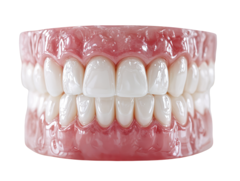 Full Arch Implant Supported Fixed Hybrid Prosthesis Teeth Model Isolated on White Background