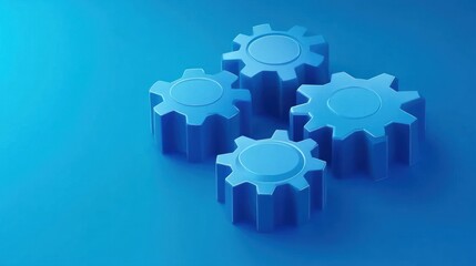 Abstract representation of business processes and engineering mechanisms on a blue background