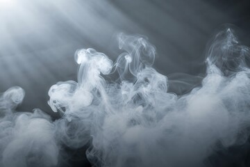 Wispy ethereal smoke plumes dance in dramatic spotlight beams creating a moody, atmospheric abstract background