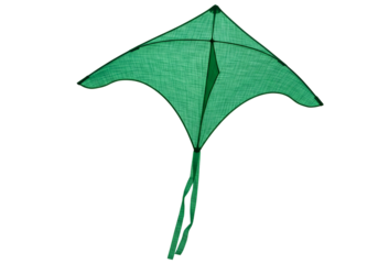Illuminated green kite with tail glowing against dark night sky for outdoor entertainment