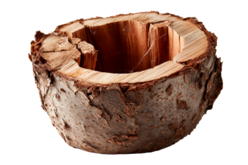 Wooden log hollowed out for decorative use