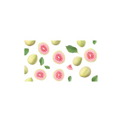  Whole and sliced guava tropical fresh fruit isolated on white background