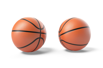 Basketballs in Isolation: Two orange basketballs, the quintessential symbol of sport, stand in a striking display against a stark canvas. Emphasizing the sport's purity.