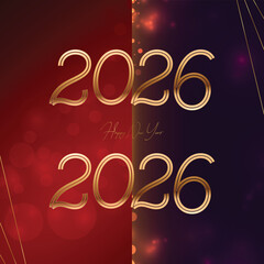 Elegant Black Golden Luxury Maroon 2026 New Year Number Font Typography Vector illustration template background wallpaper banner post new year calendar festival anniversary royal event colorful card