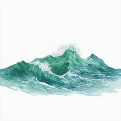 Watercolor seascape of a powerful wave cresting