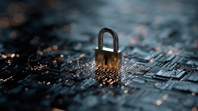 Digital padlock with globe symbolizing global data protection, international cybersecurity and worldwide networks