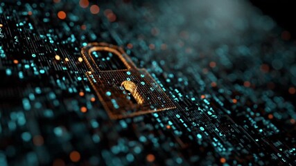 Holographic padlock with fingerprint scan symbolizing biometric authentication, digital identity and secure cybersecurity access - Powered by Adobe