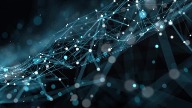 Smart grid digital mesh with connected nodes symbolizing renewable energy, utilities and sustainable power networks