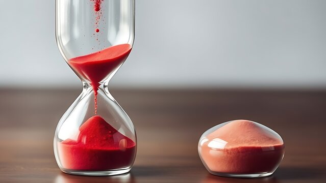 An hourglass with fast-flowing red sand beside a normal one, illustrating misdiagnosed aging.