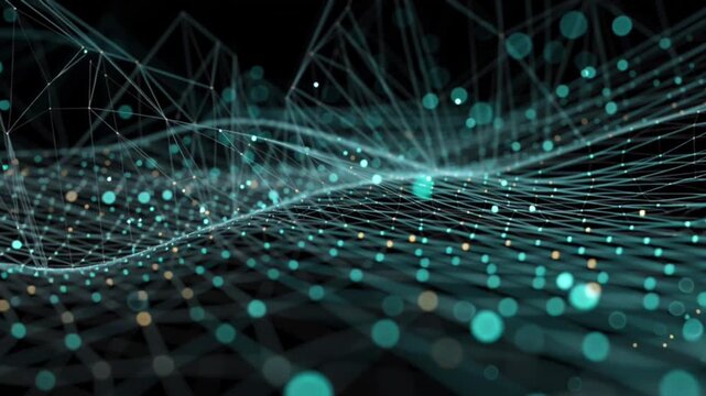 Energy and smart grid digital data web with connected nodes symbolizing renewable power networks and sustainable technology