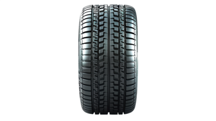 Car tire tread pattern presented highlighting design and texture for conceptual visuals, PNG, isolated on transparent background.