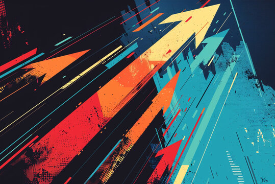 editorial style illustration of a rising stock market arrow, financial news concept, economic growth, stylish vector art, magazine cover layout.