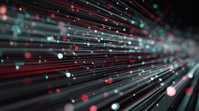 Futuristic data stream tunnel with glowing light representing digital flow and global connectivity