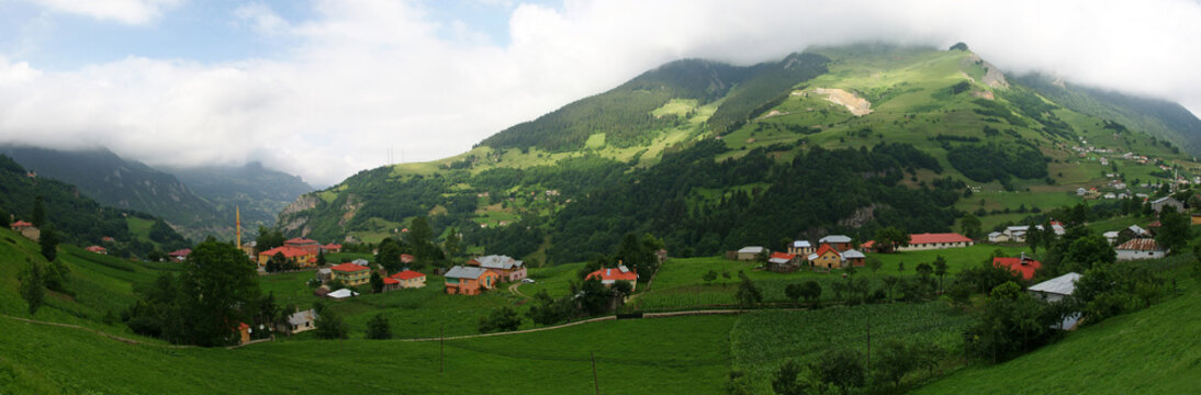 A view from the touristic Hamsikoy neighborhood in Macka, Trabzon, Turkey