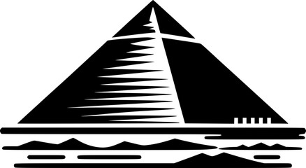 Fototapeta premium Minimalist black and white vector icon of a pyramid. Clean, isolated on white, perfect for stickers, logos, or digital use, easy to scale.