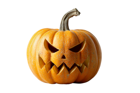 Spooky carved pumpkin with menacing expression